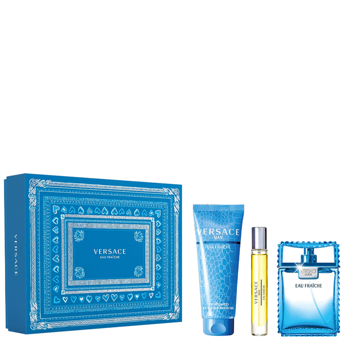 Eau Freiche For Men By Versace Eau de Toilette Spray 3.4 Gift Set 3 pieces