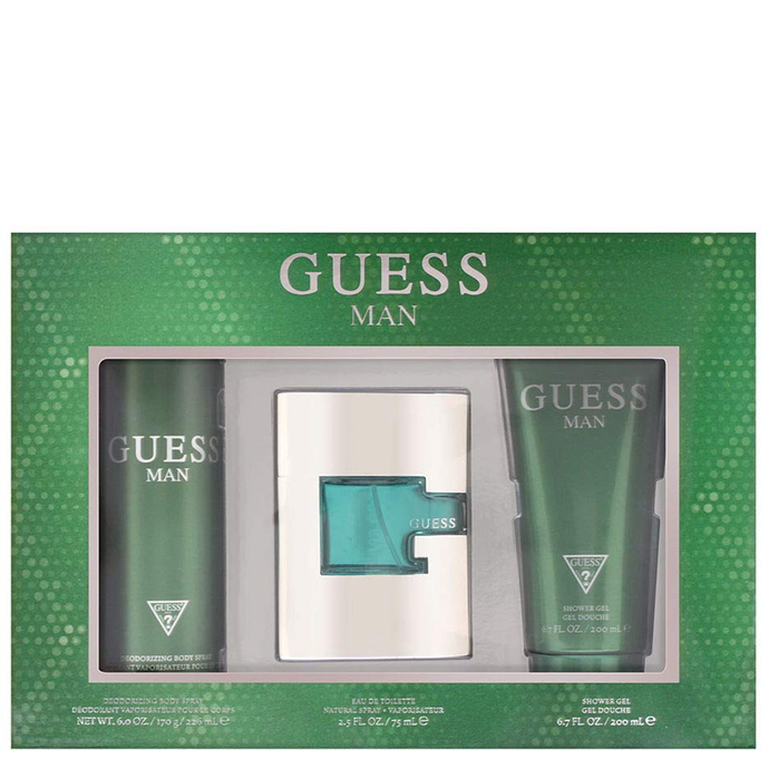 Guess Man For Men By Guess Eau de Toilette Spray 2.5 oz Set 3 pieces