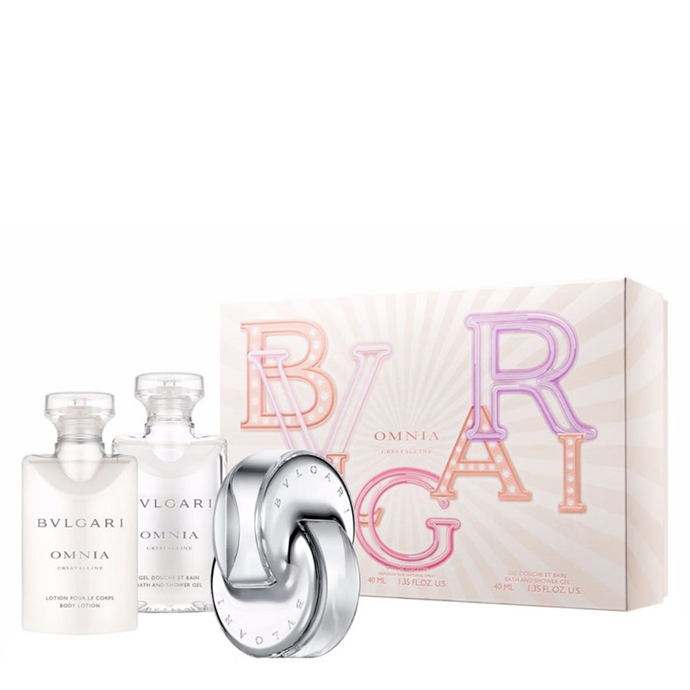 Omnia Crystalline For Women By Bvlgari Eau de Toilette Spray Gift Set 3 pieces